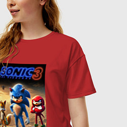 Футболка оверсайз женская Sonic and his team - movie, цвет: красный — фото 2
