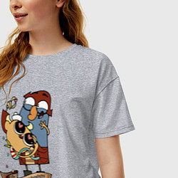 Футболка оверсайз женская Flapjack - heart candies, цвет: меланж — фото 2