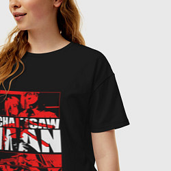 Футболка оверсайз женская Человек-бензопила Денджи и Пауэр кино, цвет: черный — фото 2