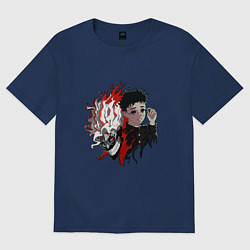 Футболка оверсайз женская Дандадан: Окарун, цвет: тёмно-синий