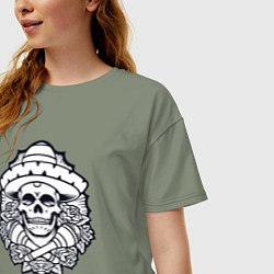 Футболка оверсайз женская Mexico skull, цвет: авокадо — фото 2
