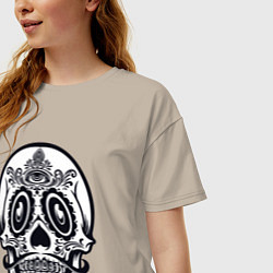 Футболка оверсайз женская Skull Mexico, цвет: миндальный — фото 2