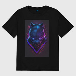 Футболка оверсайз женская Черная пантера маска, цвет: черный