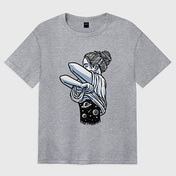 Футболка оверсайз женская Космическая красотка, цвет: меланж