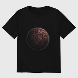 Футболка оверсайз женская Планета арт, красная, цвет: черный