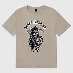 Футболка оверсайз женская Sons of anarchy - логотип, цвет: миндальный
