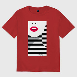 Футболка оверсайз женская Поп -арт морячка, цвет: красный