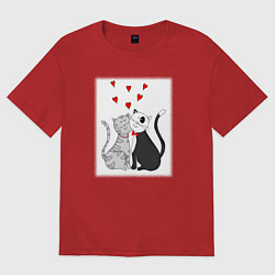 Футболка оверсайз женская Любовь хвостатых, цвет: красный