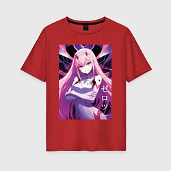 Футболка оверсайз женская Zero two Darling in the Franxx - ai art, цвет: красный