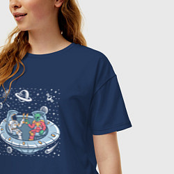 Футболка оверсайз женская Space party, цвет: тёмно-синий — фото 2