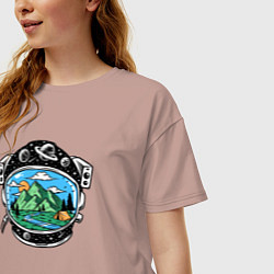 Футболка оверсайз женская Space camp, цвет: пыльно-розовый — фото 2
