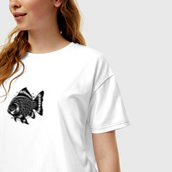 Футболка оверсайз женская Декоративная татуировка рыбы, цвет: белый — фото 2