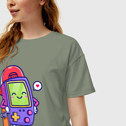 Футболка оверсайз женская Тетрис скейтер, цвет: авокадо — фото 2