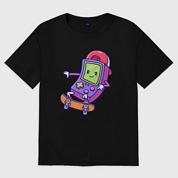 Футболка оверсайз женская Тетрис на скейте, цвет: черный