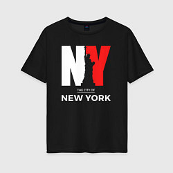 Футболка оверсайз женская The city of New York, цвет: черный