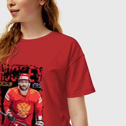 Футболка оверсайз женская Александр Овечкин в красной форме, цвет: красный — фото 2