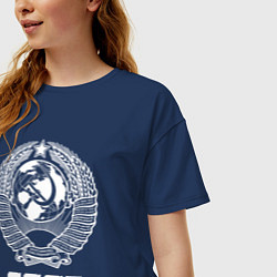 Футболка оверсайз женская Герб СССР - Союз Советских Социалистических Респуб, цвет: тёмно-синий — фото 2