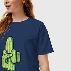 Футболка оверсайз женская Cactus - fucktus, цвет: тёмно-синий — фото 2