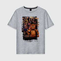 Футболка оверсайз женская Аниматроники из Five Nights at Freddys, цвет: меланж