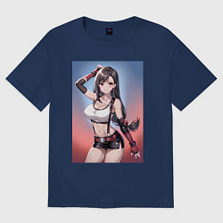 Футболка оверсайз женская Тифа Локхарт из Final Fantasy VII, цвет: тёмно-синий