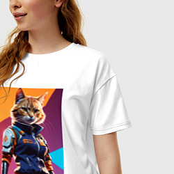 Футболка оверсайз женская Ультразверьки кошка, цвет: белый — фото 2