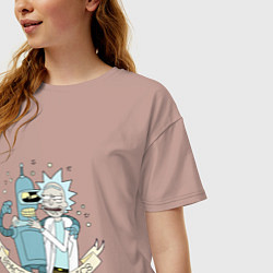 Футболка оверсайз женская Bander and Rick - space alcoholics, цвет: пыльно-розовый — фото 2