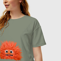 Футболка оверсайз женская Fluffy monster orange, цвет: авокадо — фото 2