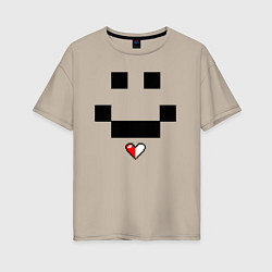 Футболка оверсайз женская Minecraft улыбка и любовь, цвет: миндальный