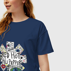 Футболка оверсайз женская RHCP - logo with songs, цвет: тёмно-синий — фото 2