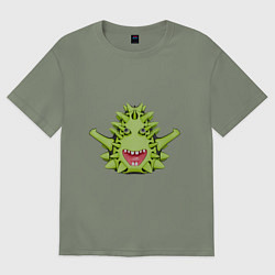 Футболка оверсайз женская Cartoon monster with spikes green, цвет: авокадо