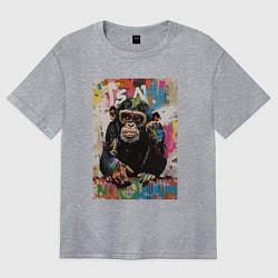 Футболка оверсайз женская Monkey color, цвет: меланж