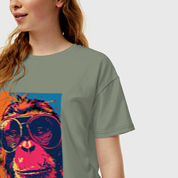 Футболка оверсайз женская Обезьяна в очках big pop art, цвет: авокадо — фото 2