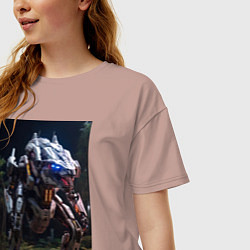 Футболка оверсайз женская Робот в стиле Horizon, цвет: пыльно-розовый — фото 2