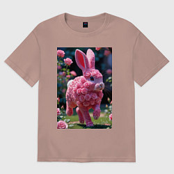 Футболка оверсайз женская Кролик из роз, цвет: пыльно-розовый
