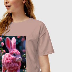 Футболка оверсайз женская Кролик из роз, цвет: пыльно-розовый — фото 2