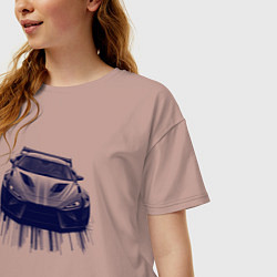 Футболка оверсайз женская Спорткар в синих тонах, цвет: пыльно-розовый — фото 2