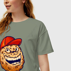 Футболка оверсайз женская Печенье в кепке, цвет: авокадо — фото 2