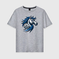 Футболка оверсайз женская Mavericks horse, цвет: меланж