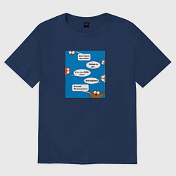 Футболка оверсайз женская Коты-олимпиадники, цвет: тёмно-синий