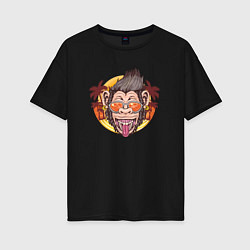 Футболка оверсайз женская Summer monkey, цвет: черный