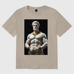 Футболка оверсайз женская Античный герой с цепочкой, цвет: миндальный