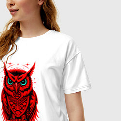 Футболка оверсайз женская Сова красная, цвет: белый — фото 2