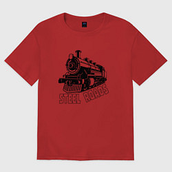 Футболка оверсайз женская Паровоз в перспективе, цвет: красный