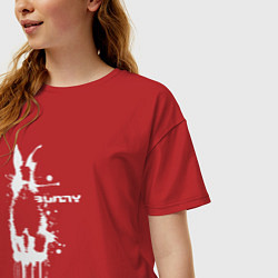 Футболка оверсайз женская Banksy bunny, цвет: красный — фото 2