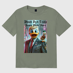 Футболка оверсайз женская Donald Duck Trump and James Duck Vance, цвет: авокадо