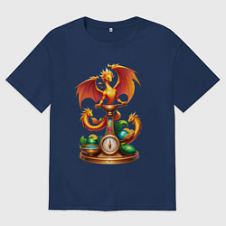 Футболка оверсайз женская Весы в тени дракона, цвет: тёмно-синий