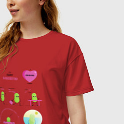 Футболка оверсайз женская Комикс про семечку, или история одной бобовой, цвет: красный — фото 2