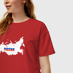 Футболка оверсайз женская Россия карта, цвет: красный — фото 2