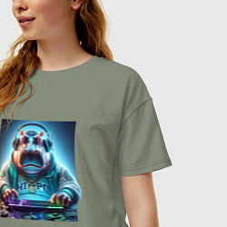 Футболка оверсайз женская Hippo - esports player, цвет: авокадо — фото 2