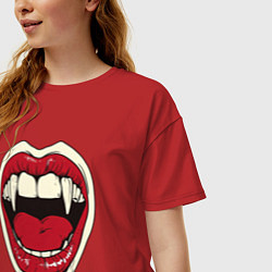 Футболка оверсайз женская Клыки вампира, цвет: красный — фото 2